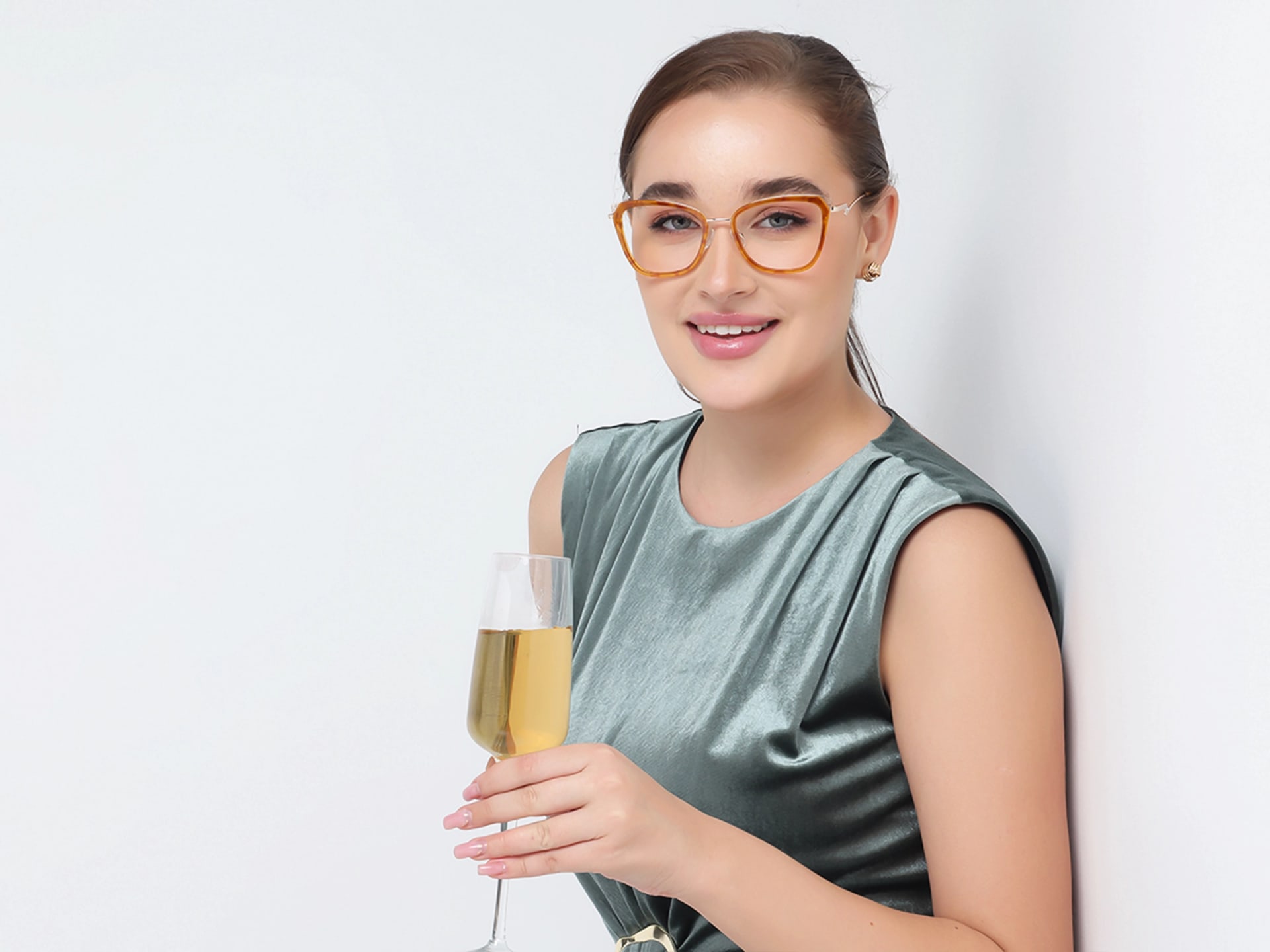 Honey Tortoise & Gold Cat-eye Glasses For Female-