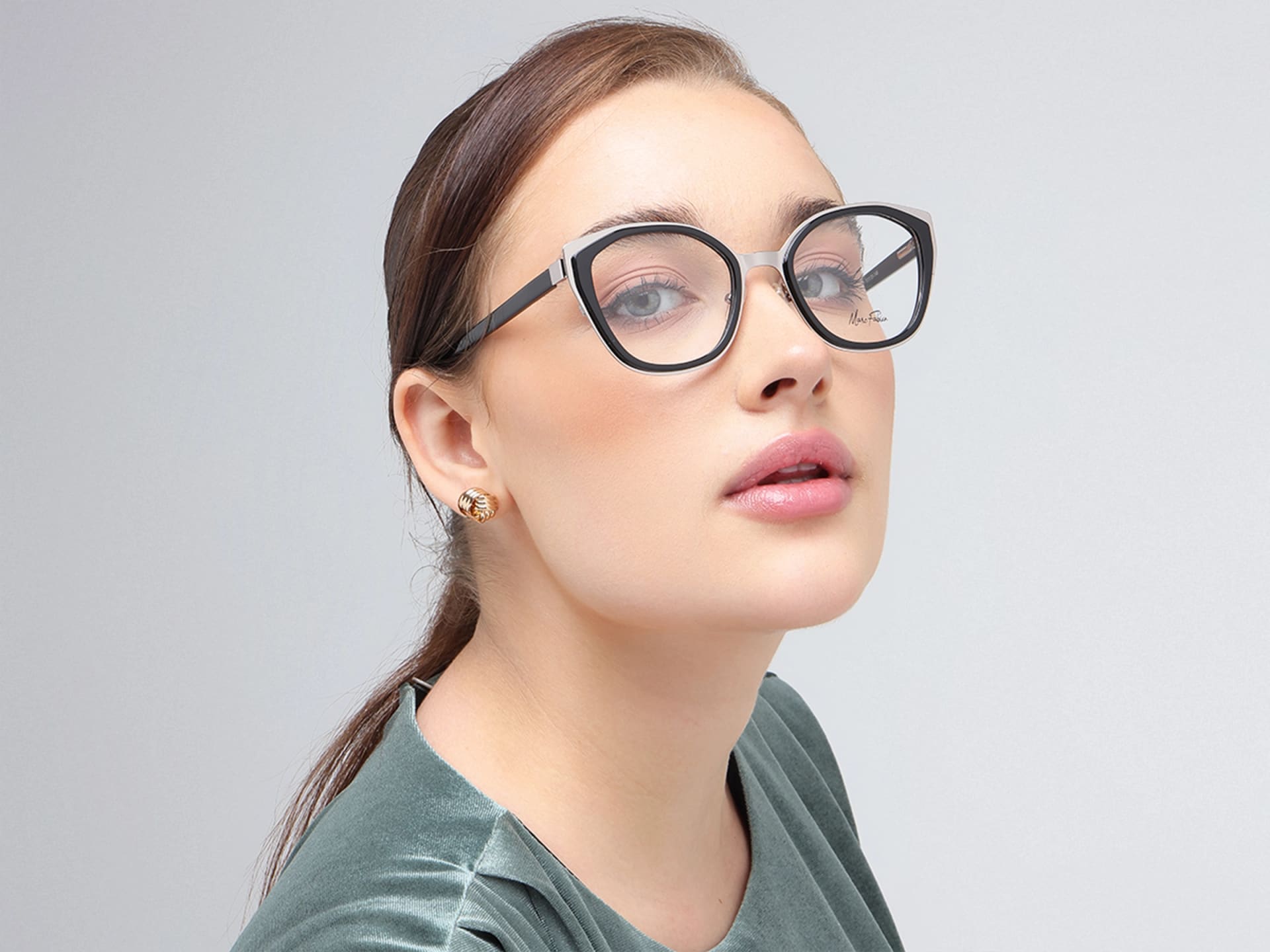 Black & Silver Cat-eye Glasses-