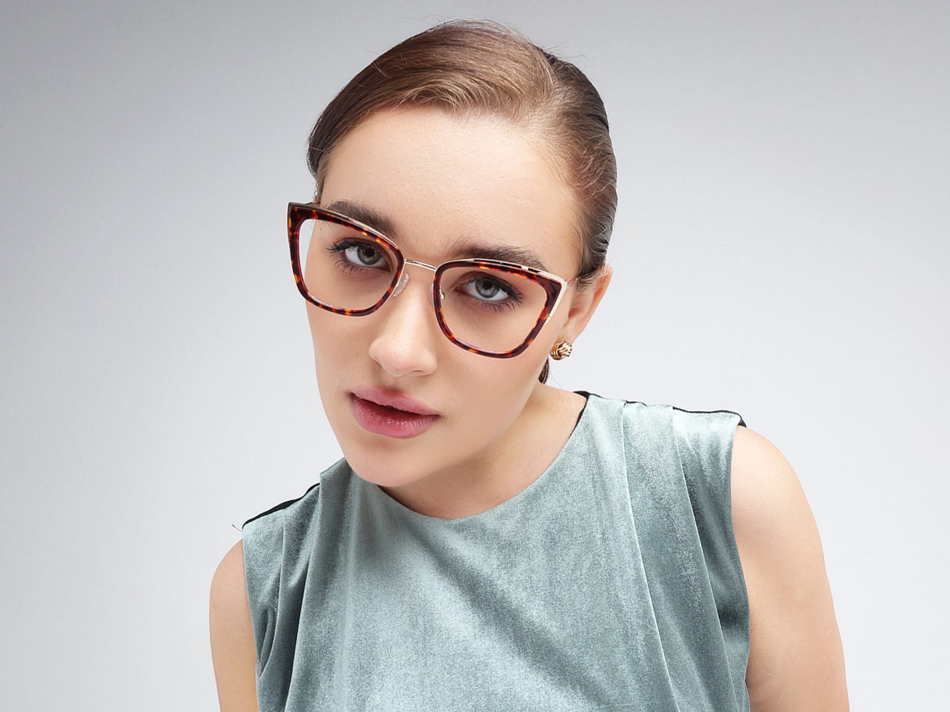 Red & Gold Cat Eye Glasses Frame