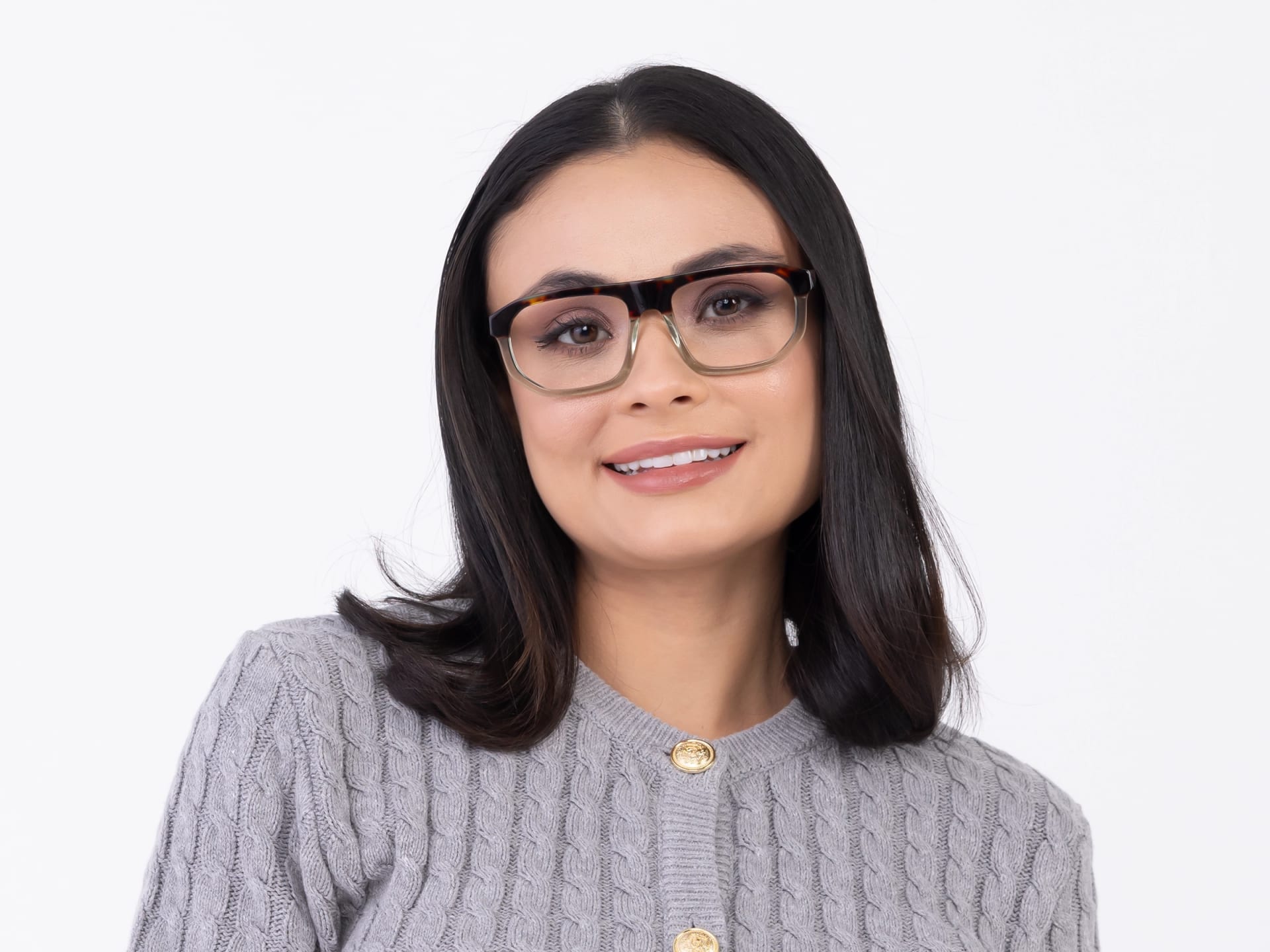 Dark Tortoise & Crystal Gin Green Pilot Glasses