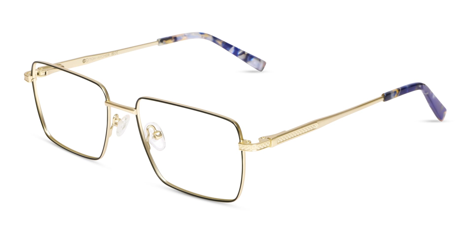 Black And Gold Rectangular Glasses