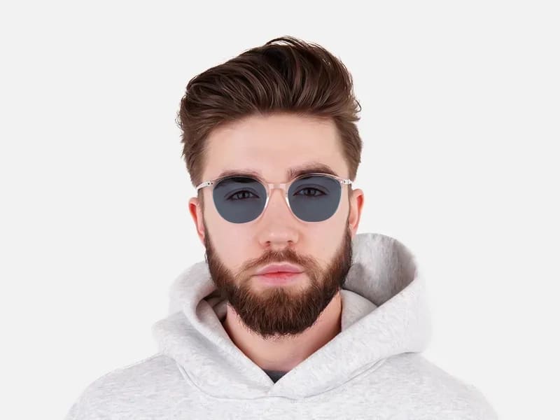 Clear Frame Blue Lens Sunglasses-