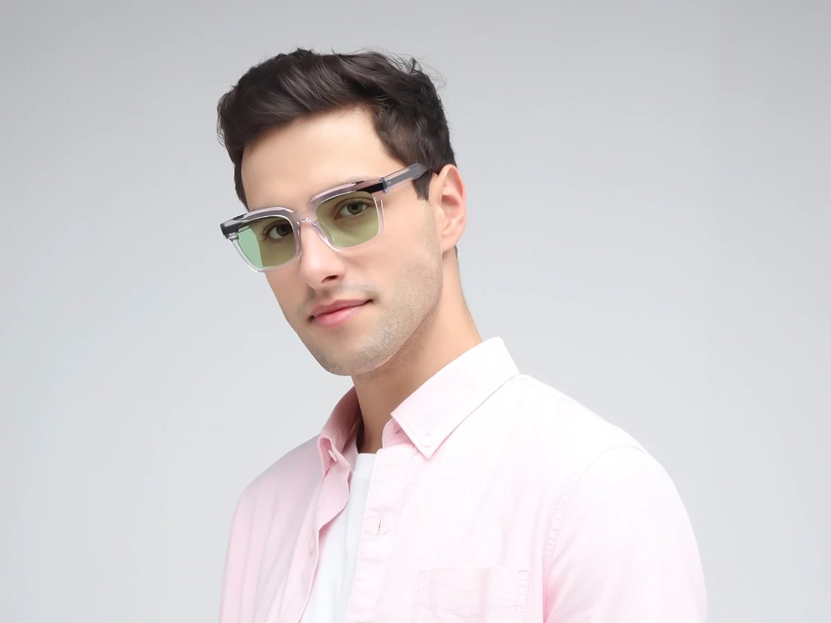 Green Solid Tinted Square Sunglasses-