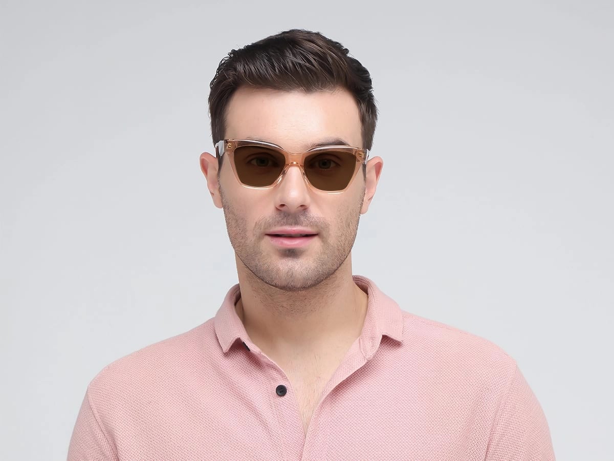 Square Acetate Brown Tinted Sunglasses-