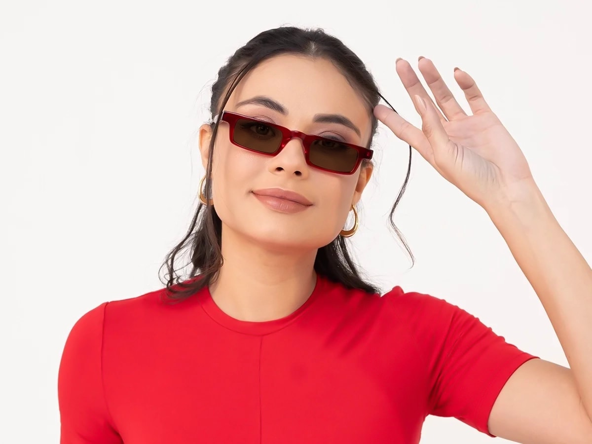 Full Rim Rectangle Brown Tinted Sunglasses-1