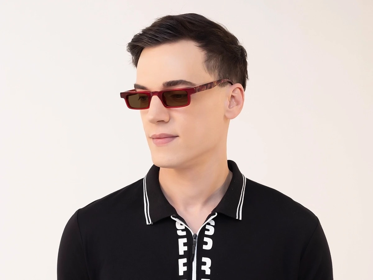 Full Rim Rectangle Brown Tinted Sunglasses-1