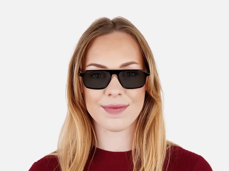 Black Tint Rectangular Sunglasses-2
