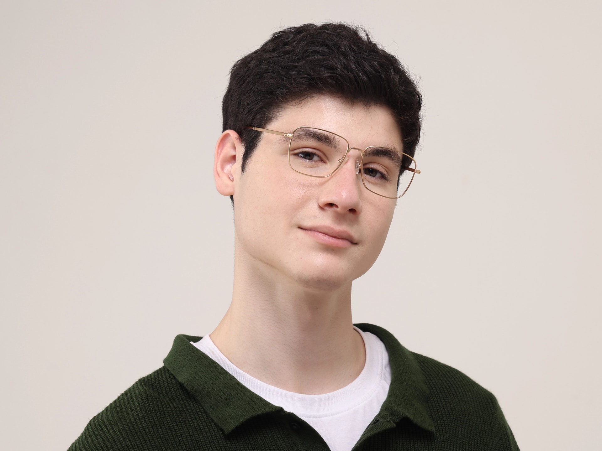 Retro Glasses Frame in Gold Metal with Tortoise Temple Tips, Eyeglasses -2