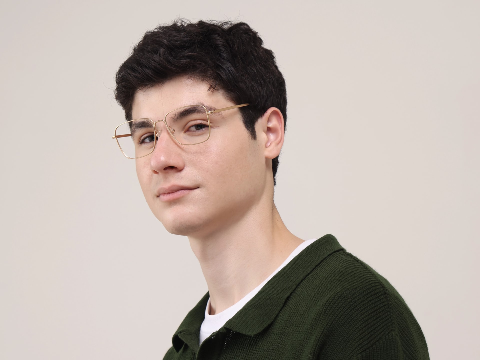 Retro Glasses Frame in Gold Metal with Tortoise Temple Tips, Eyeglasses -2