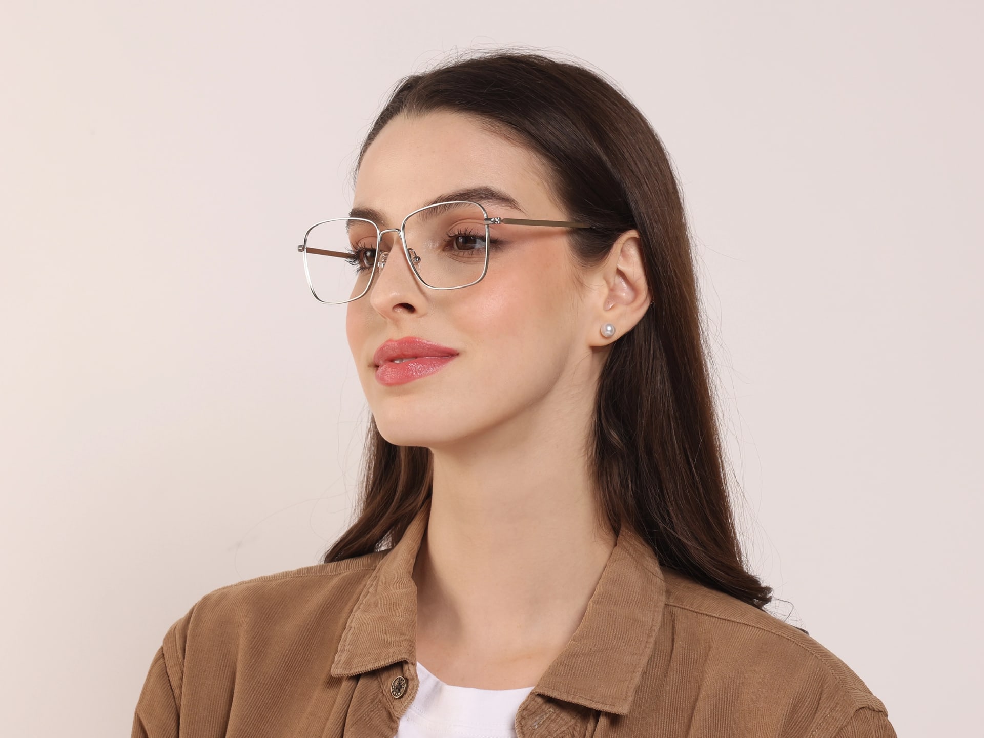 Silver Rectangular Glasses, Eyeglasses -2