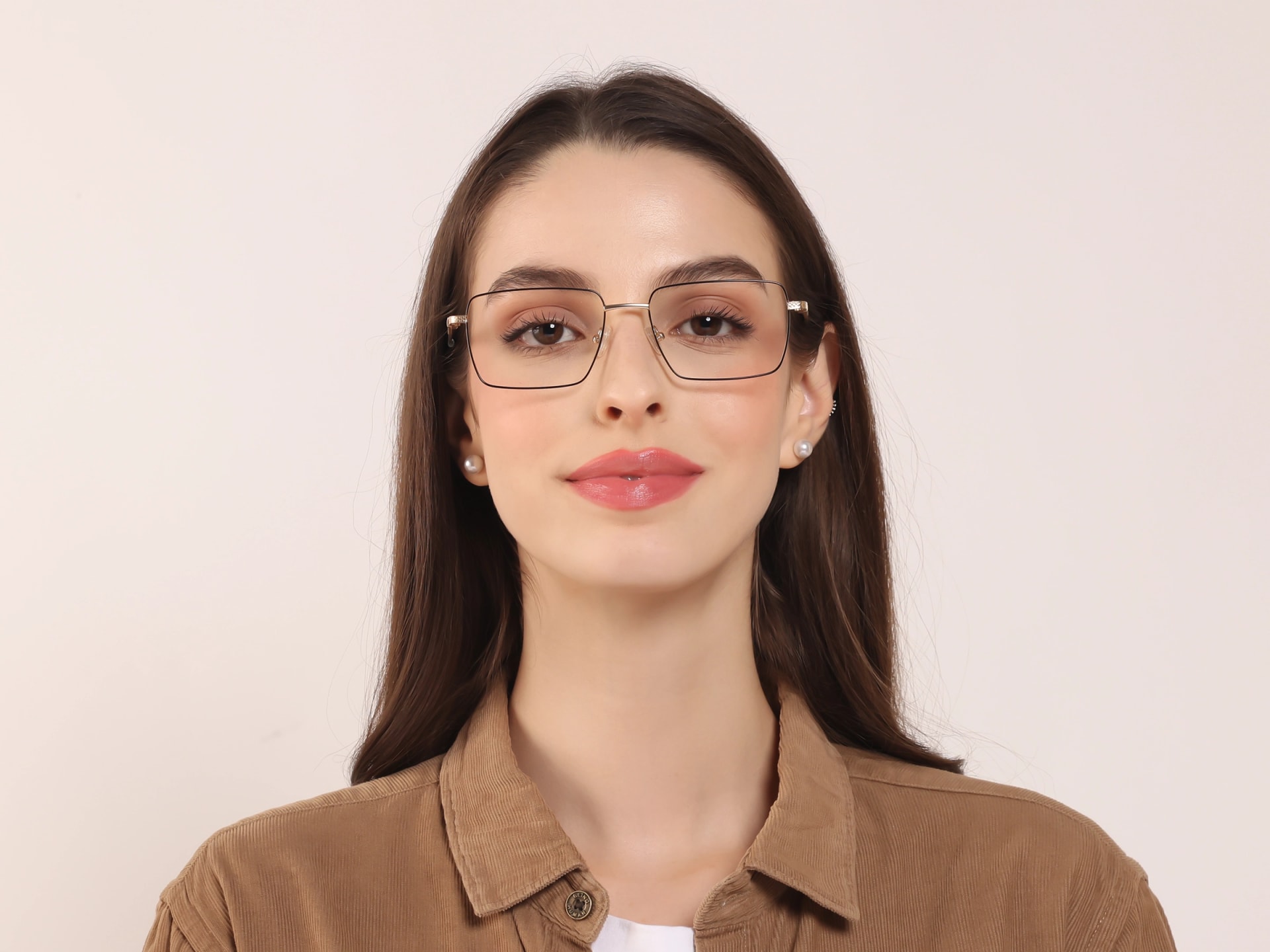 Black And Gold Rectangular Glasses
