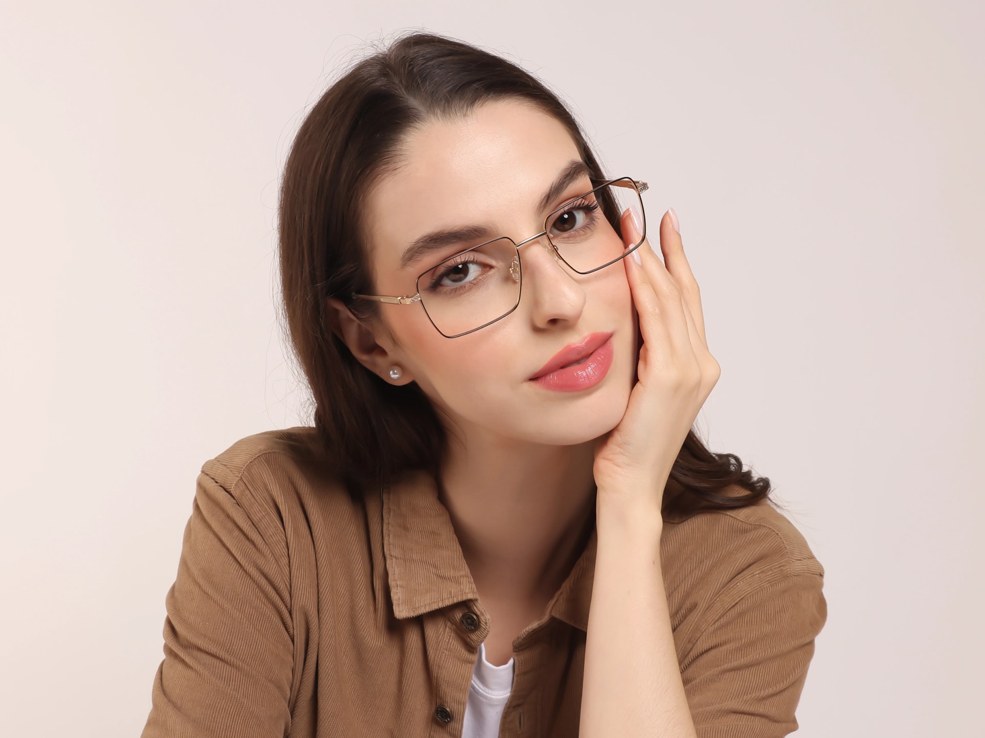 Black And Gold Rectangular Glasses