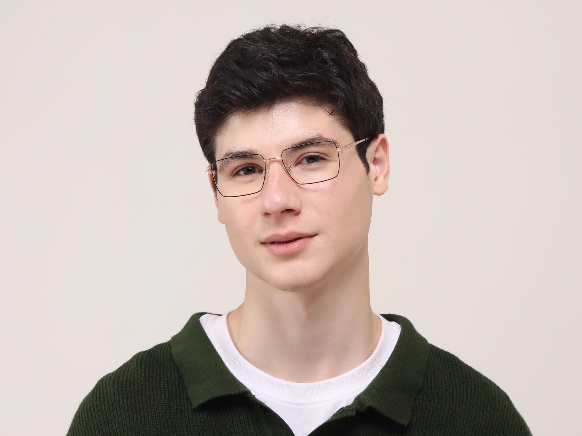 Black And Gold Rectangular Glasses