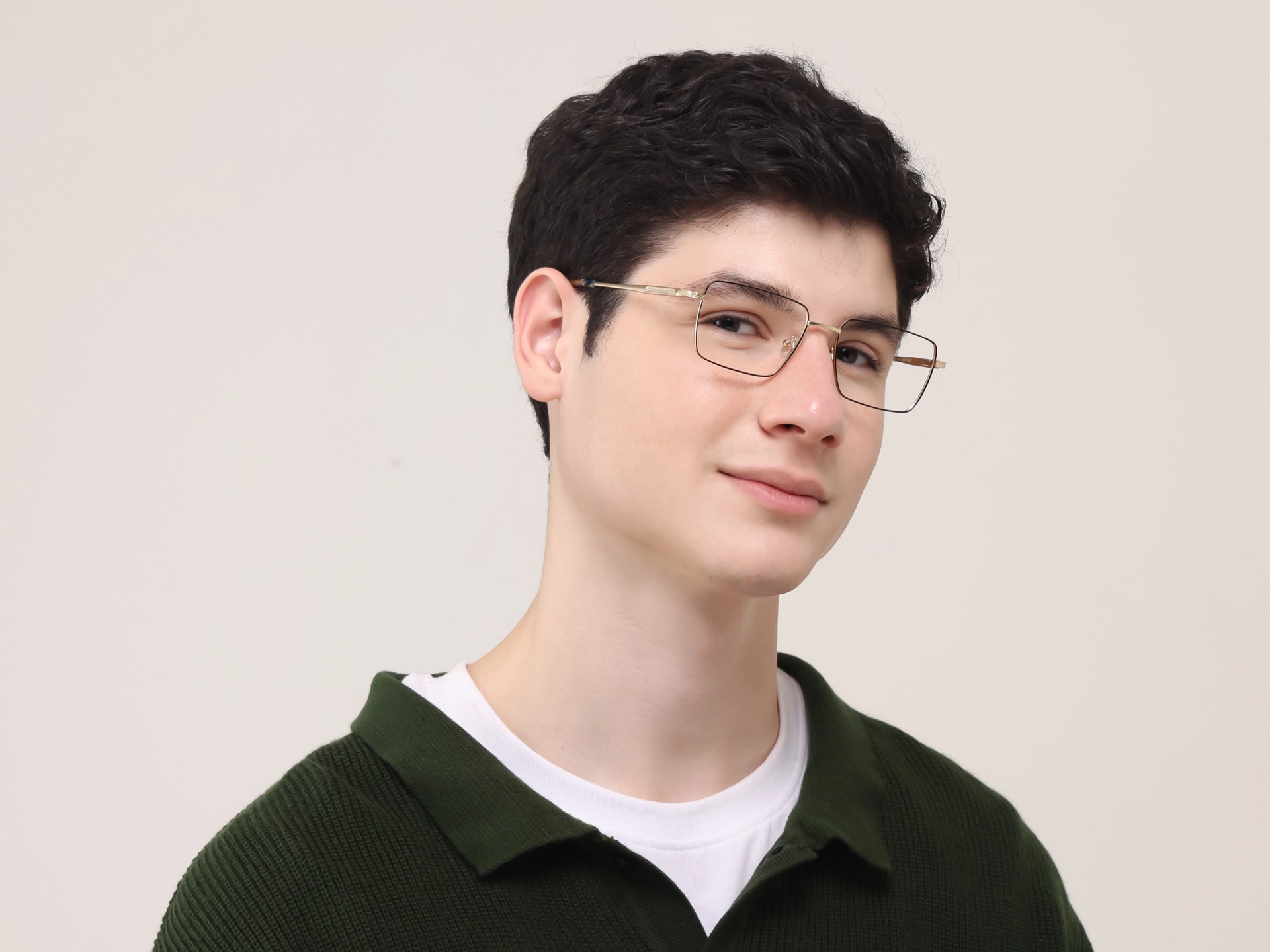 Black And Gold Rectangular Glasses