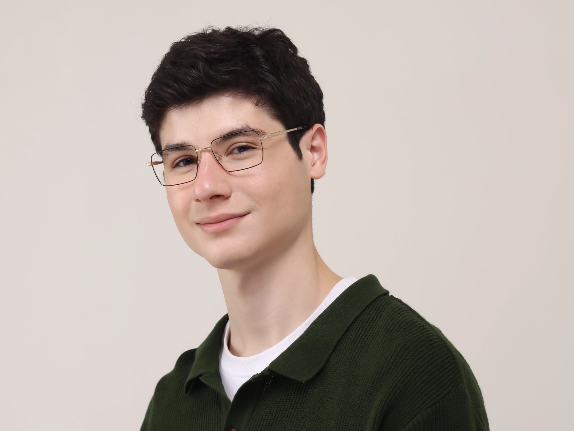 Black And Gold Rectangular Glasses