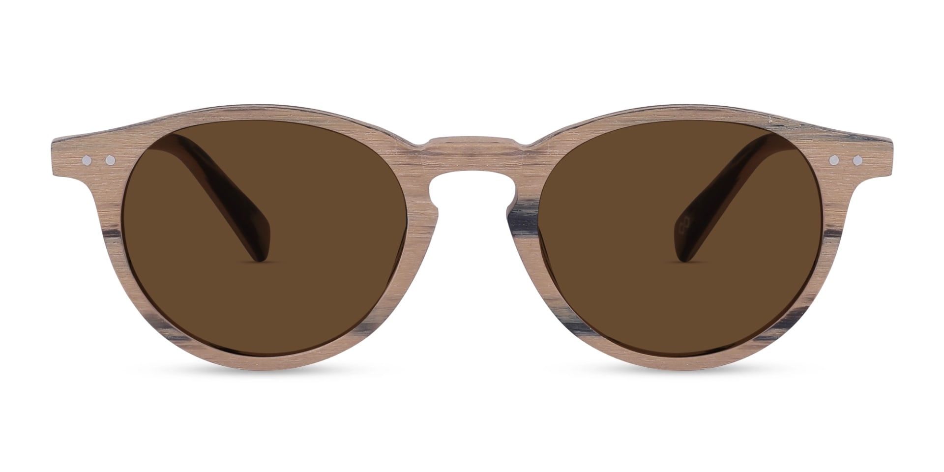 Bamboo Wood Oval Brown Tint Sunglasses