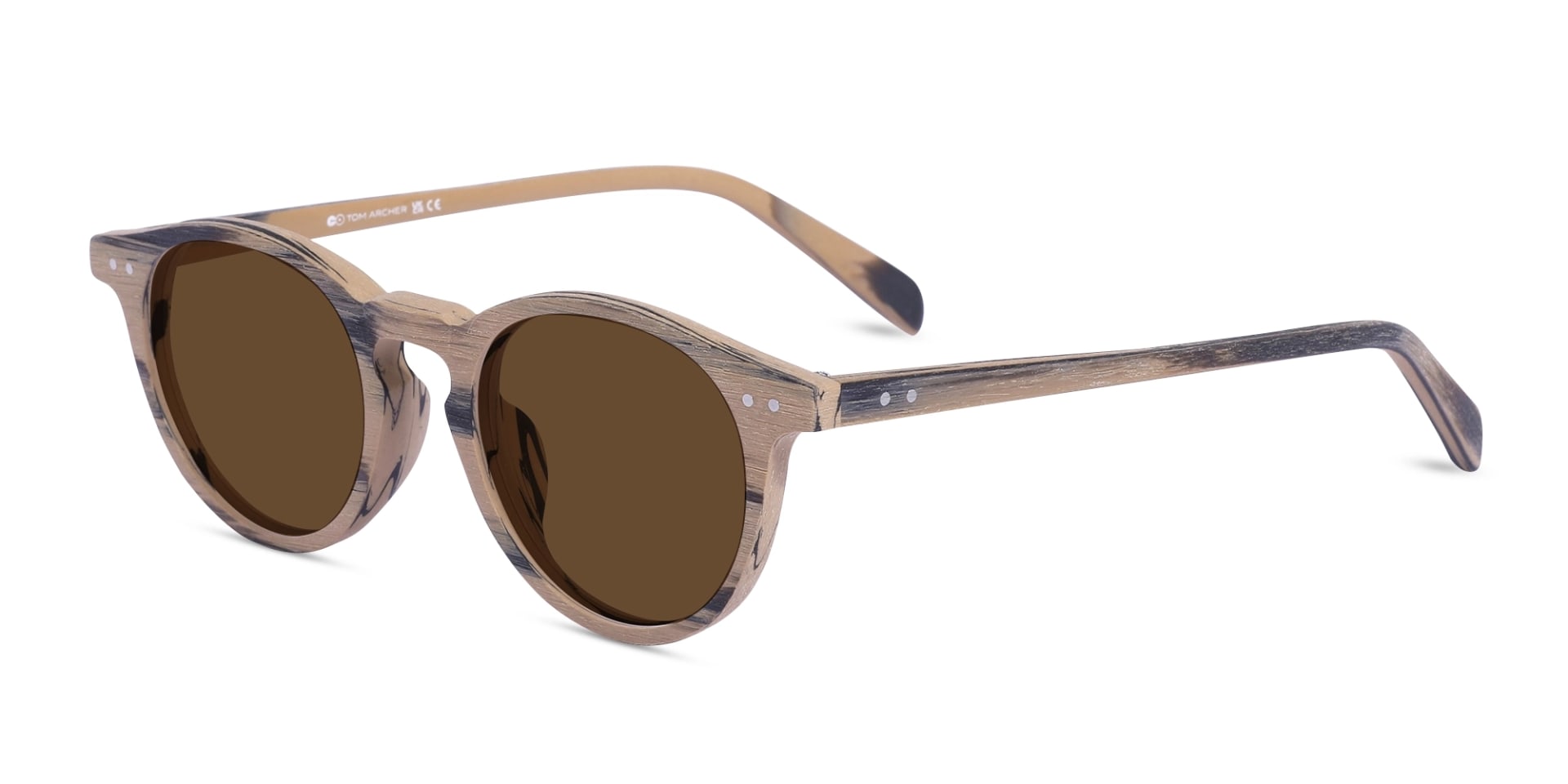 Bamboo Wood Oval Brown Tint Sunglasses