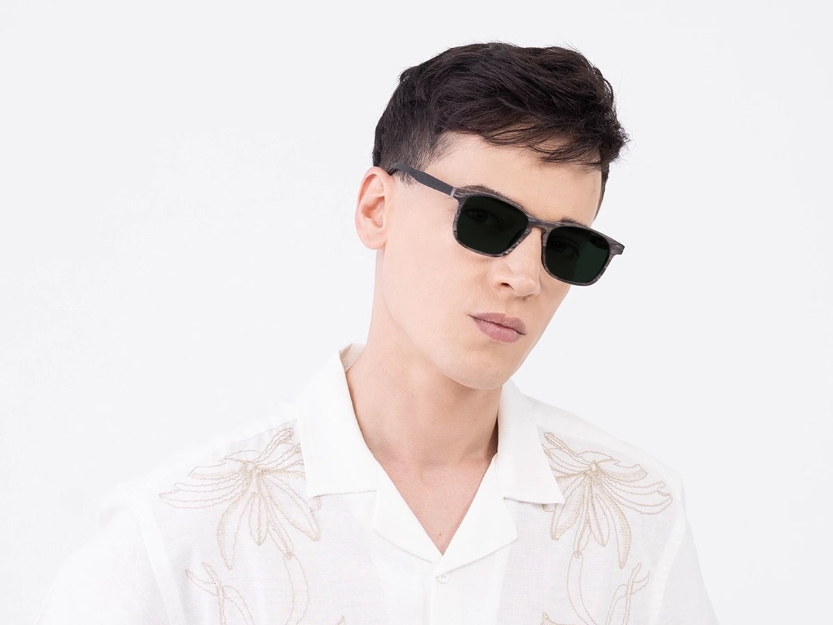 Grey Pine Square Wooden Sunglasses