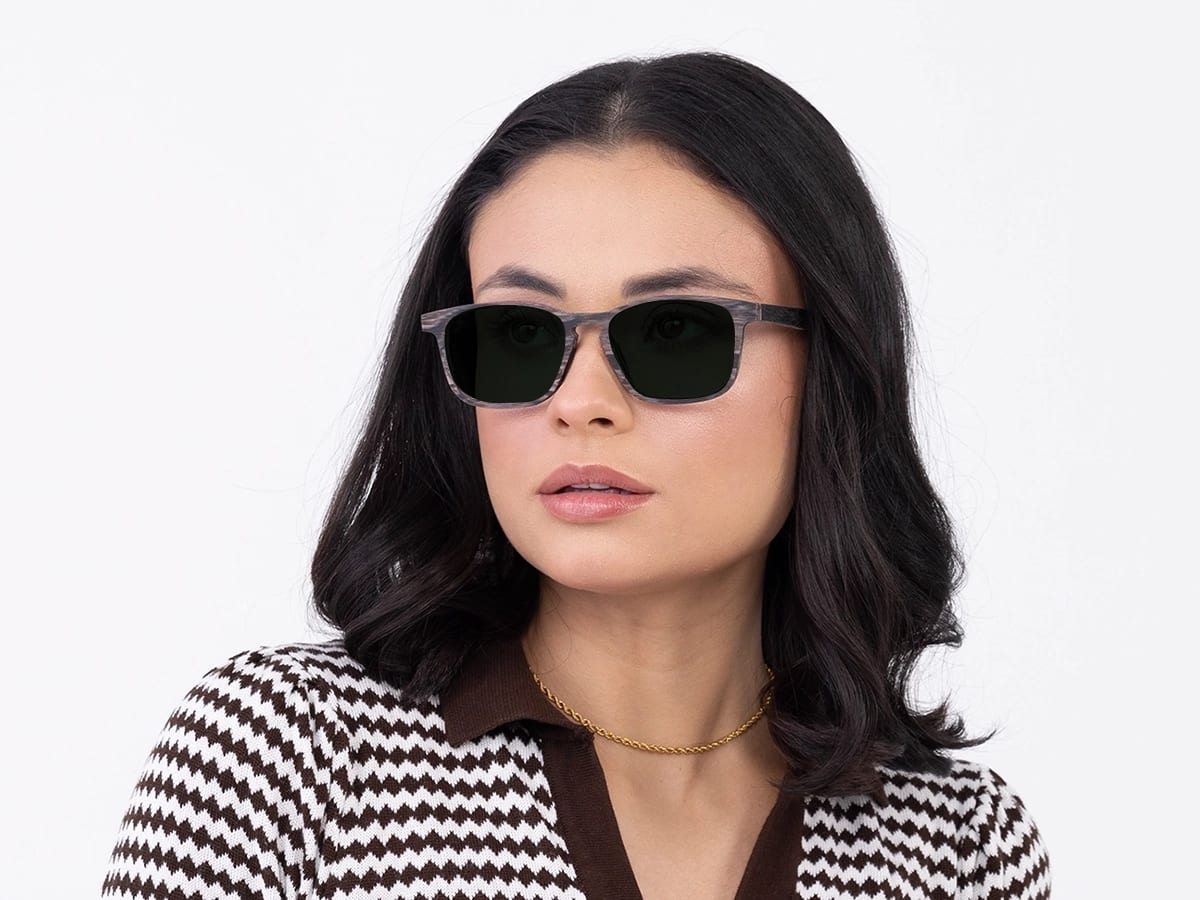 Grey Pine Square Wooden Sunglasses
