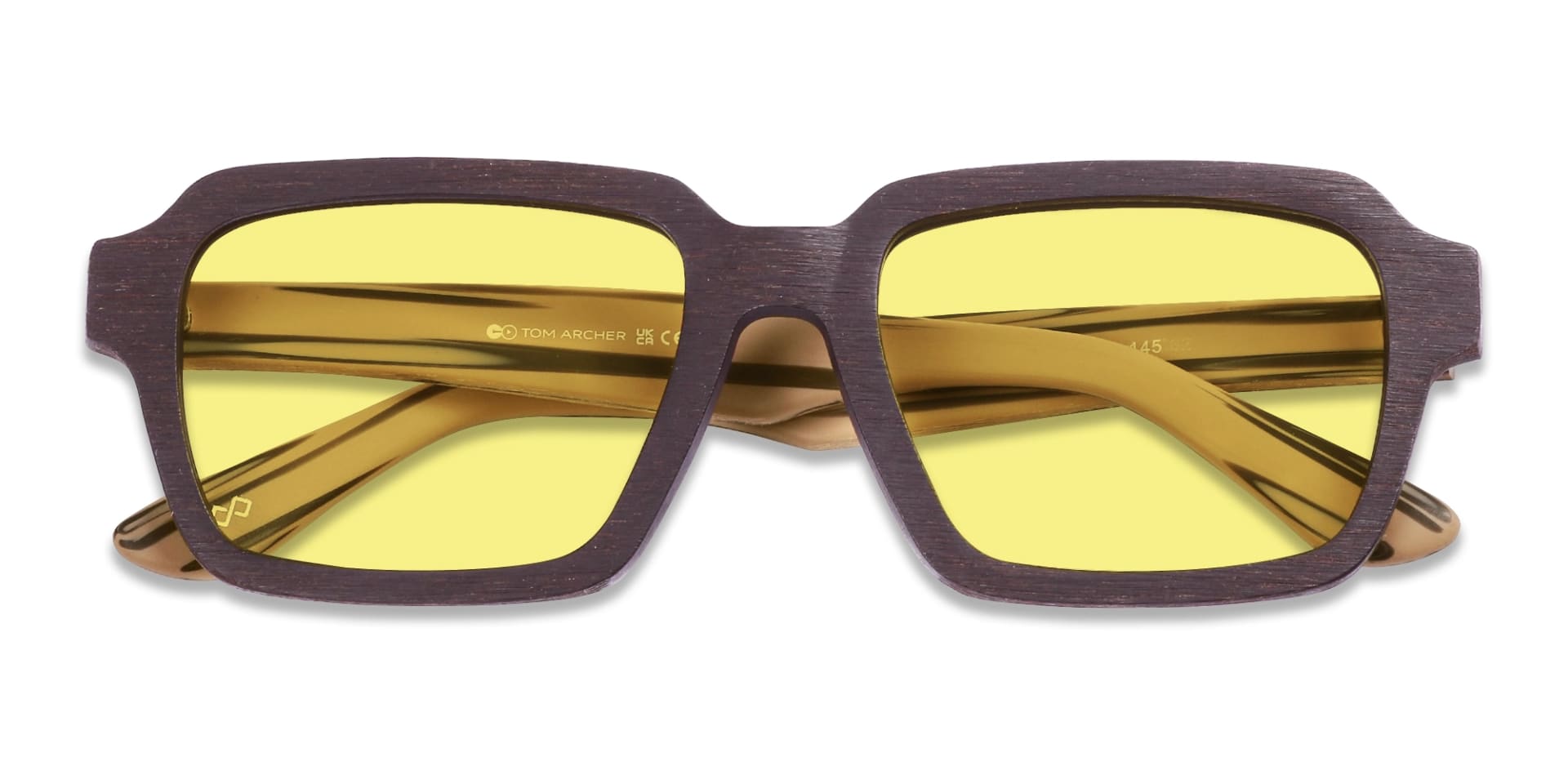 Square Yellow Tint Wooden Sunglasses