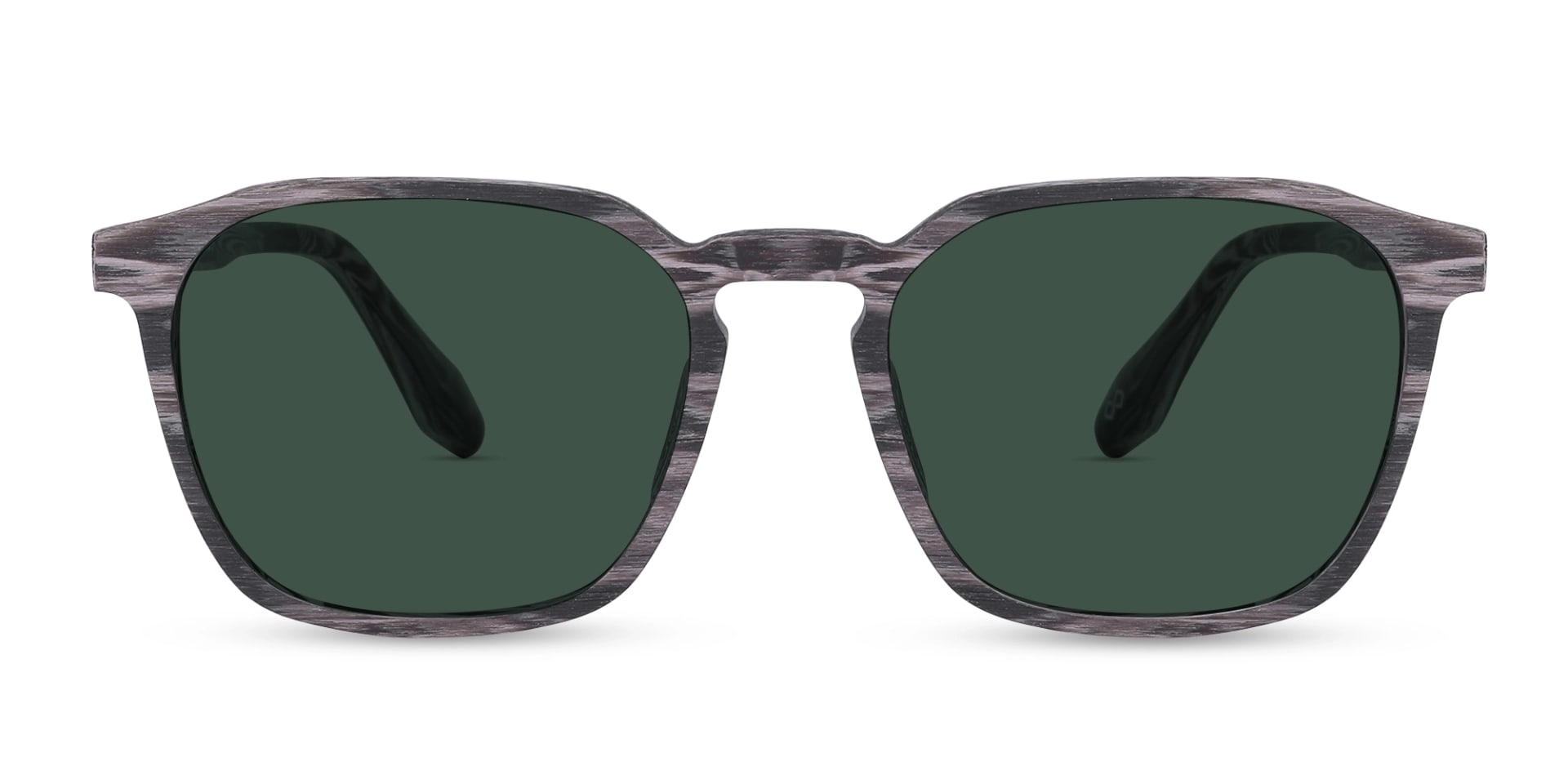 Wooden Square Green Tint Sunglasses