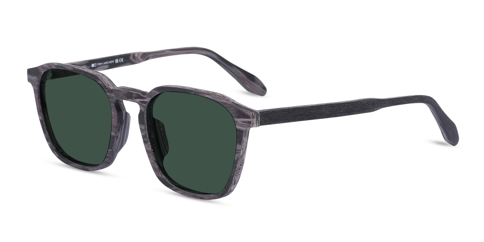 Wooden Square Green Tint Sunglasses