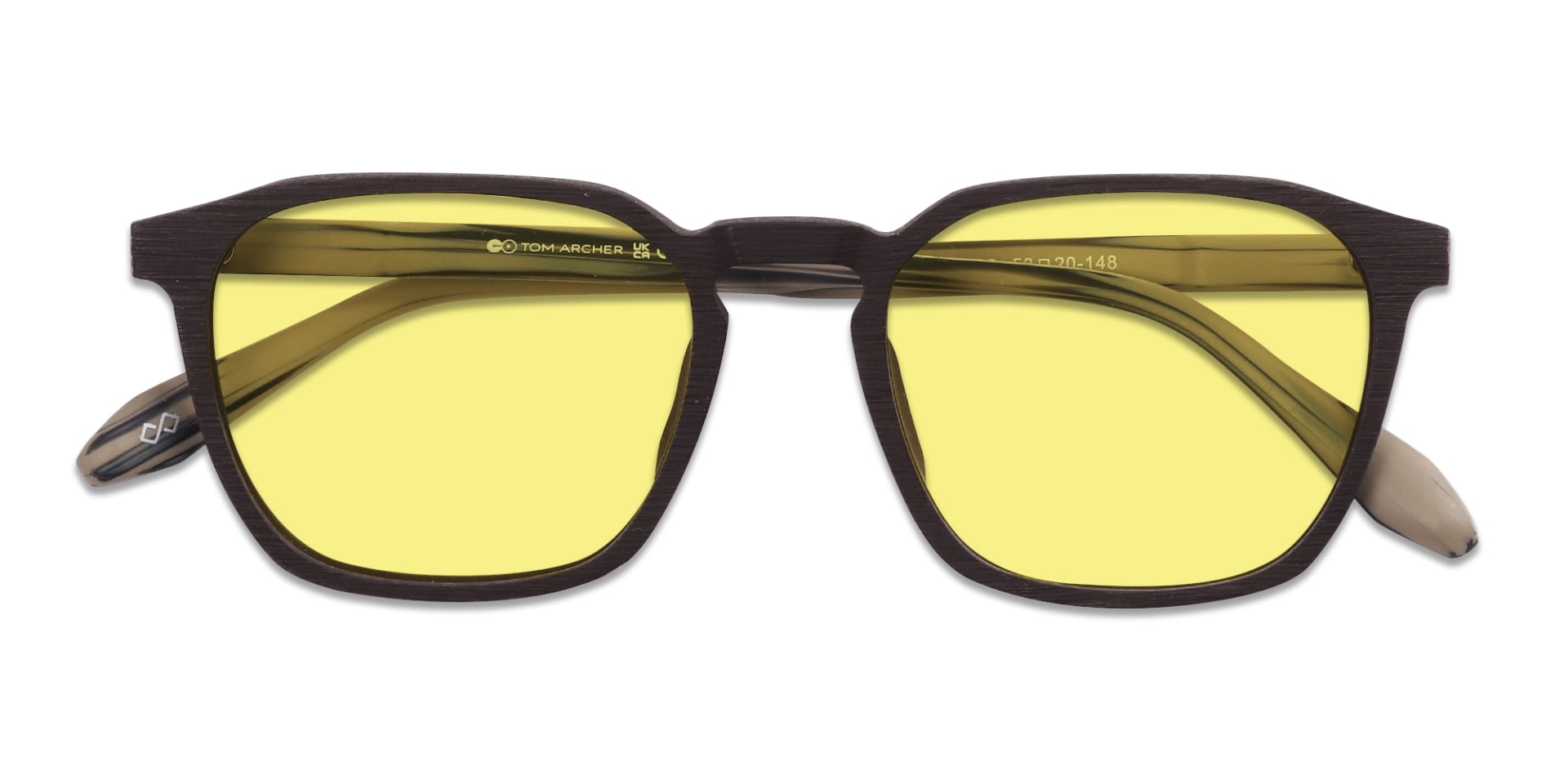 Square Wood Yellow Tint Sunglasses 