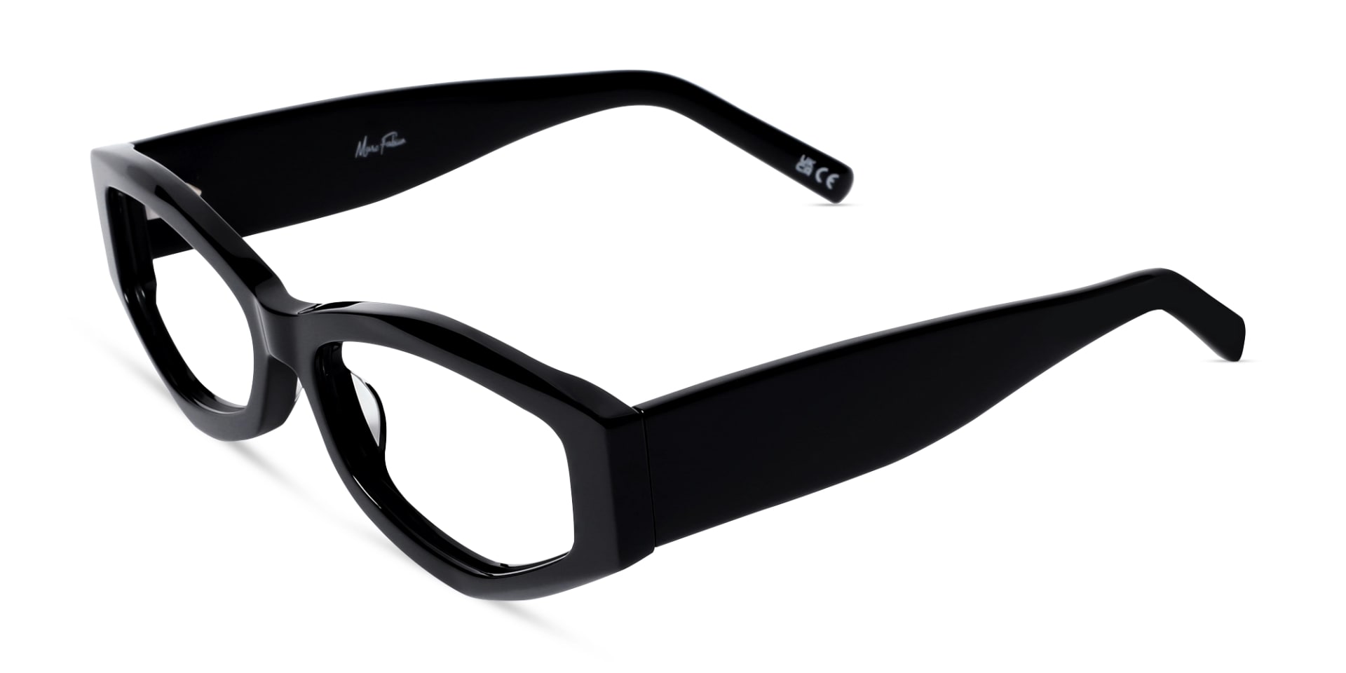 Black Oversized Geometric Full-Rim Glasses