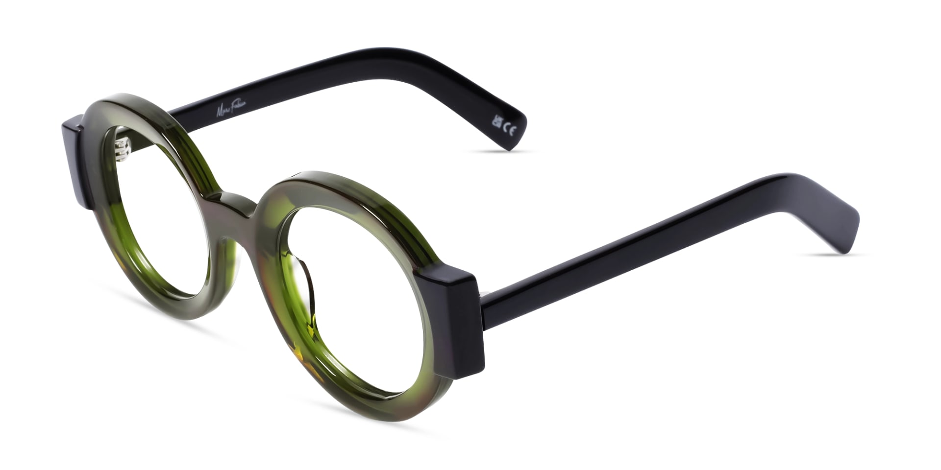 Crystal Olive Green Thick Round Glasses