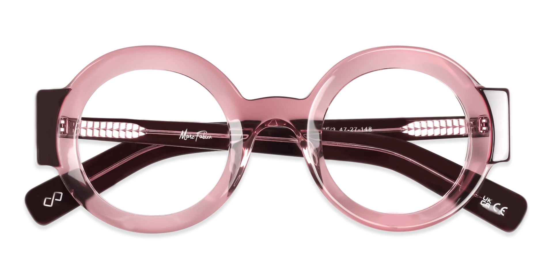 Crystal Pink Thick Round Glasses