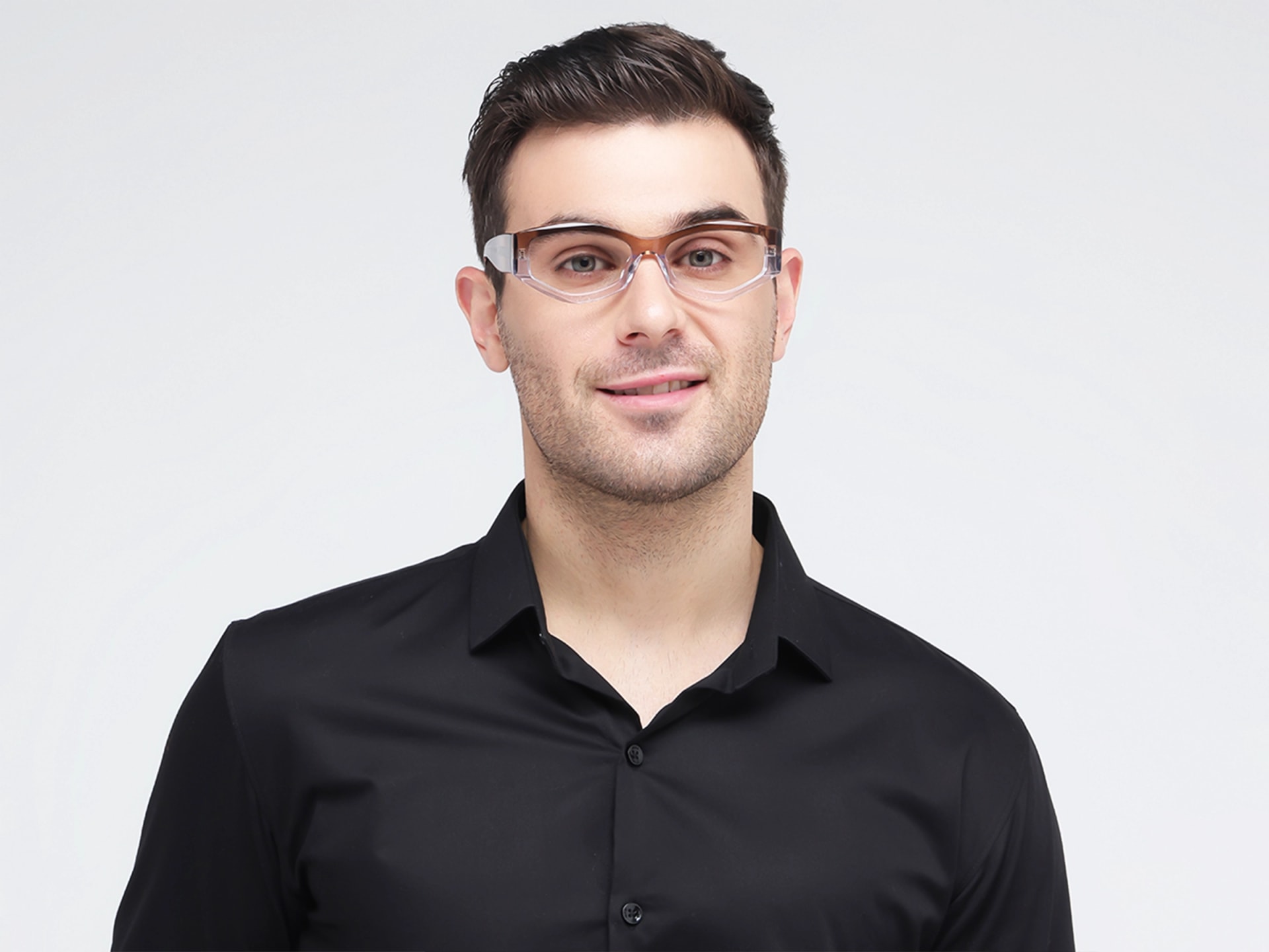 Crystal Brown Ombre Geometric Glasses