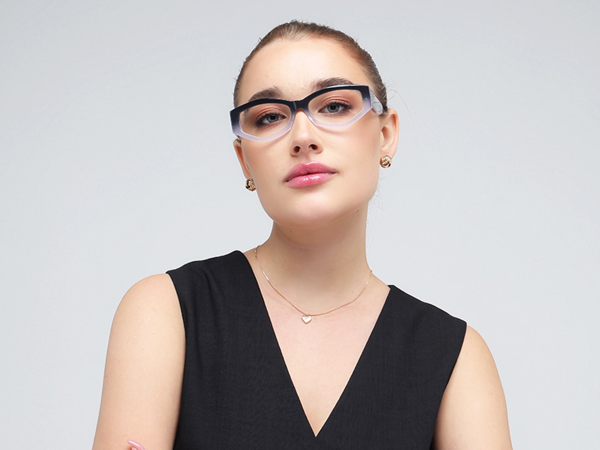 Smoke Grey Ombre Geometric Glasses