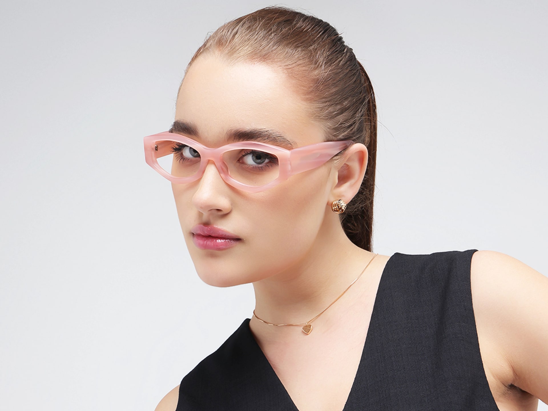Tea Rose pink Oversized Full-Rim Glasses