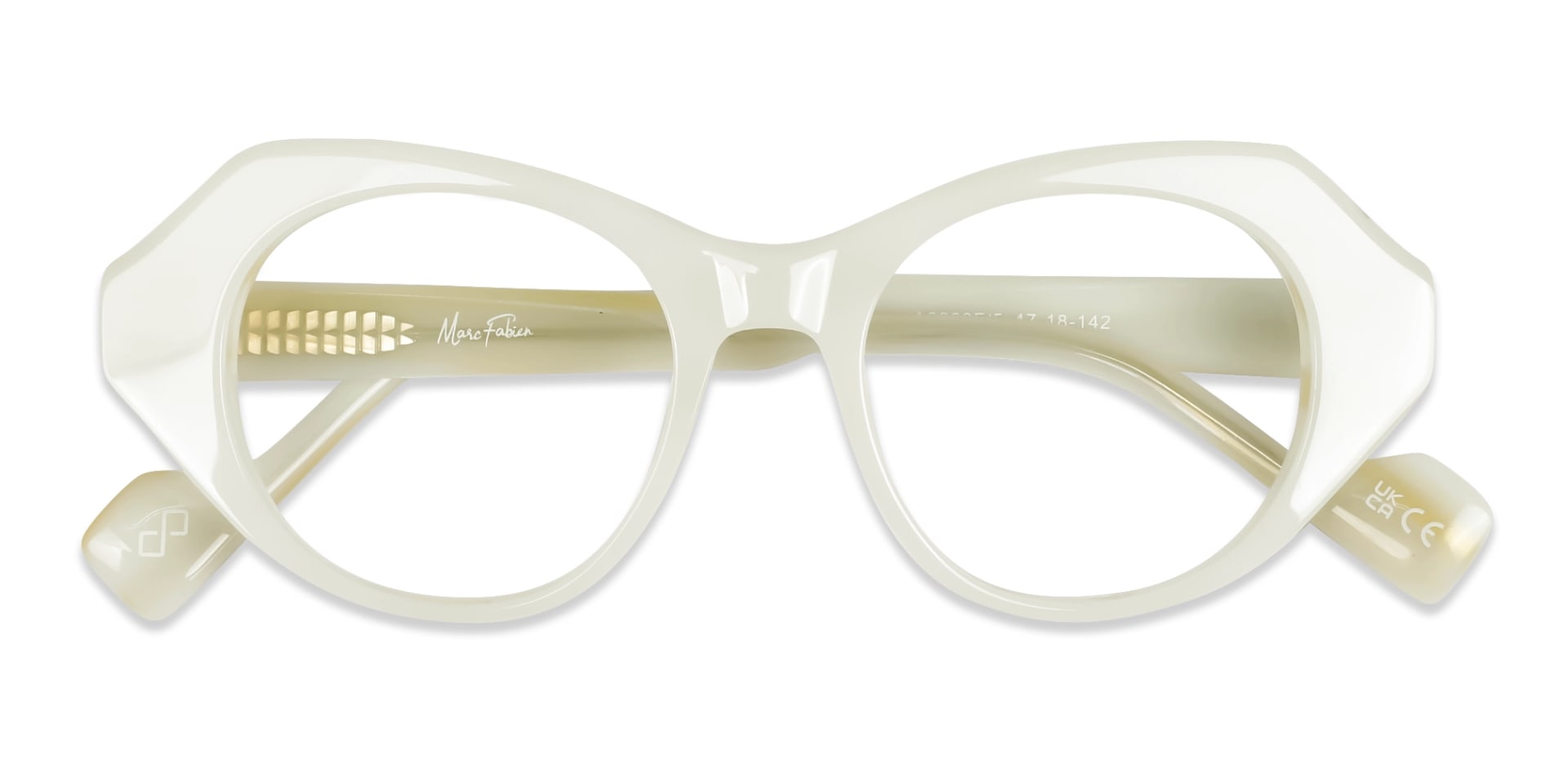Creme White Cat-eye Geometric Glasses