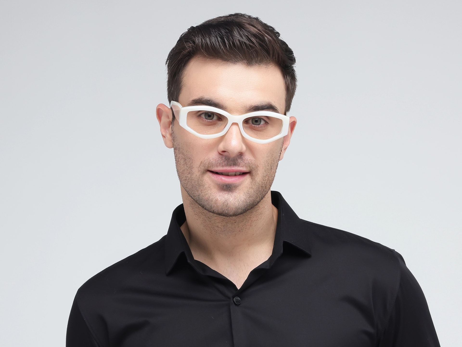 Smoke White Oversized Rectangle Glasses