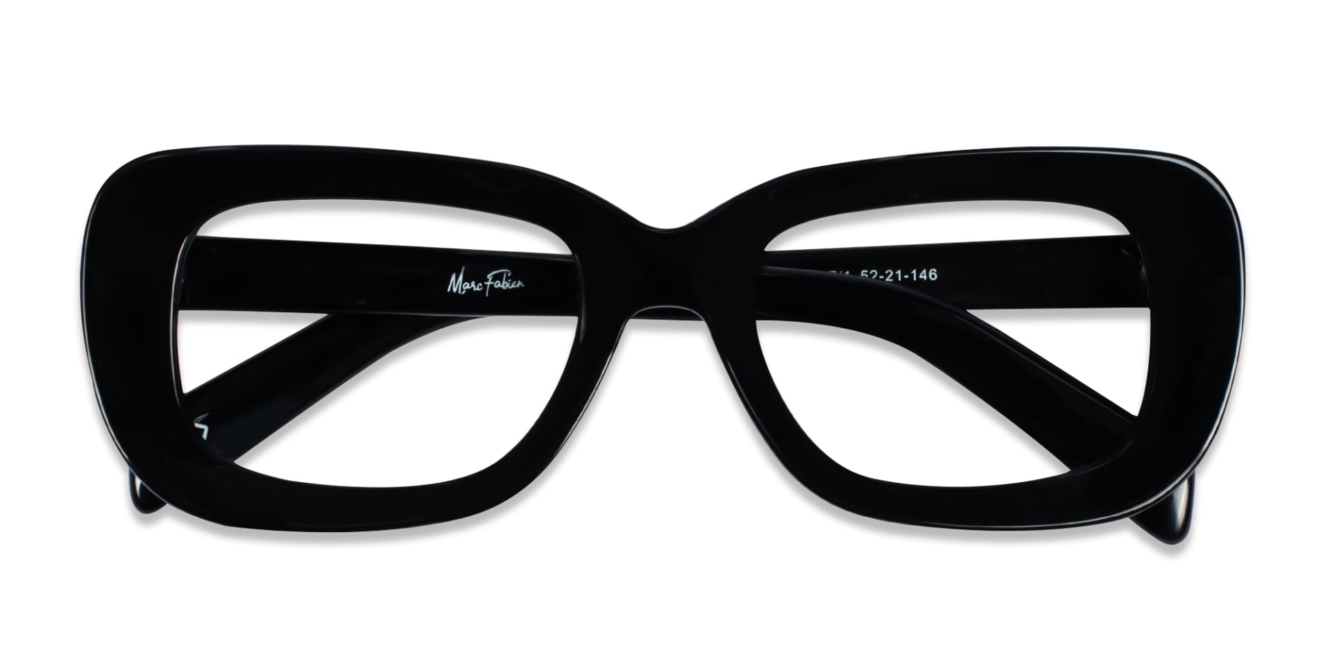 Black Rectangle Oversized Full-Rim Glasses