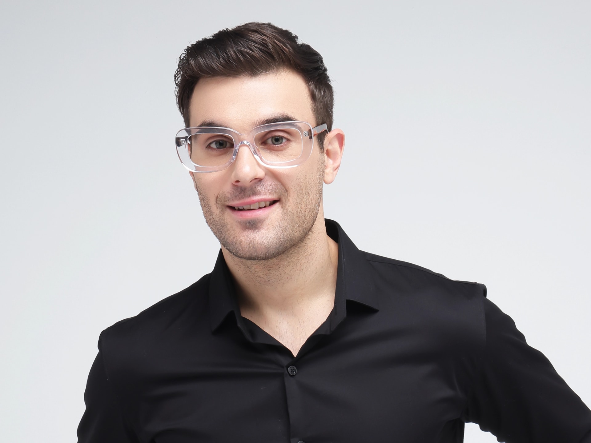 Crystal Clear Oversized Full-Rim Glasses