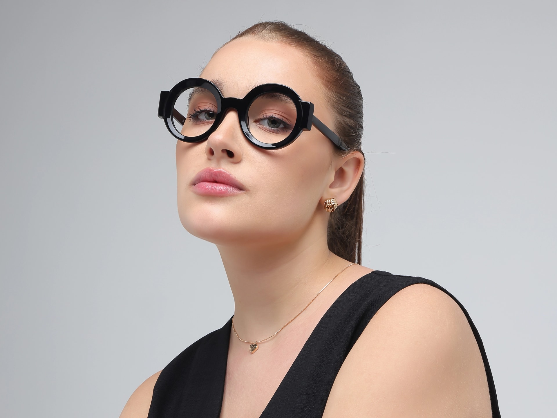 Black Round Oversized Glasses
