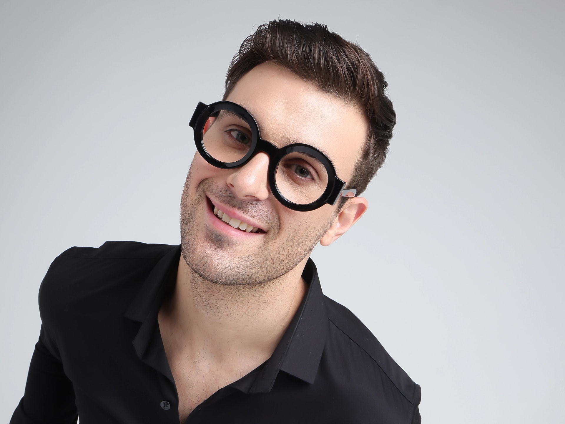 Black Round Oversized Glasses