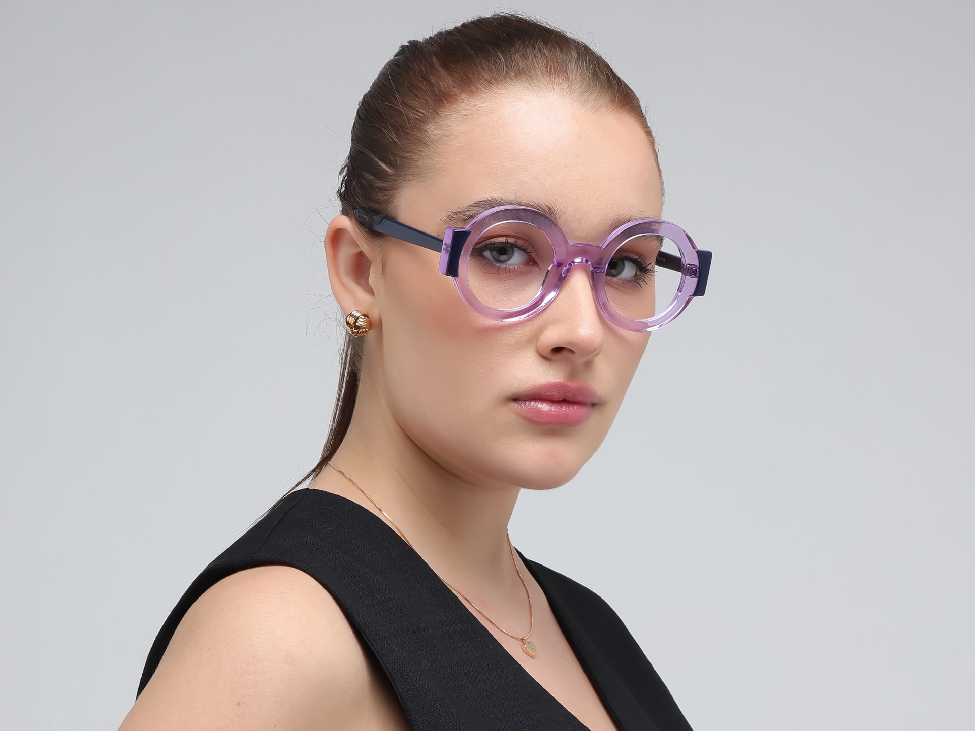 Crystal Purple Thick Round Glasses