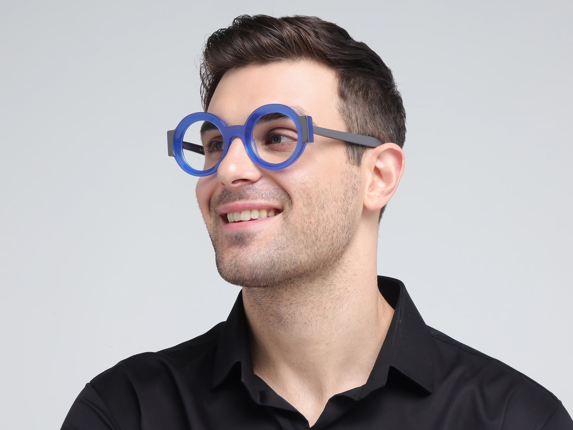 Celtic Blue Oversized Thick Round Glasses