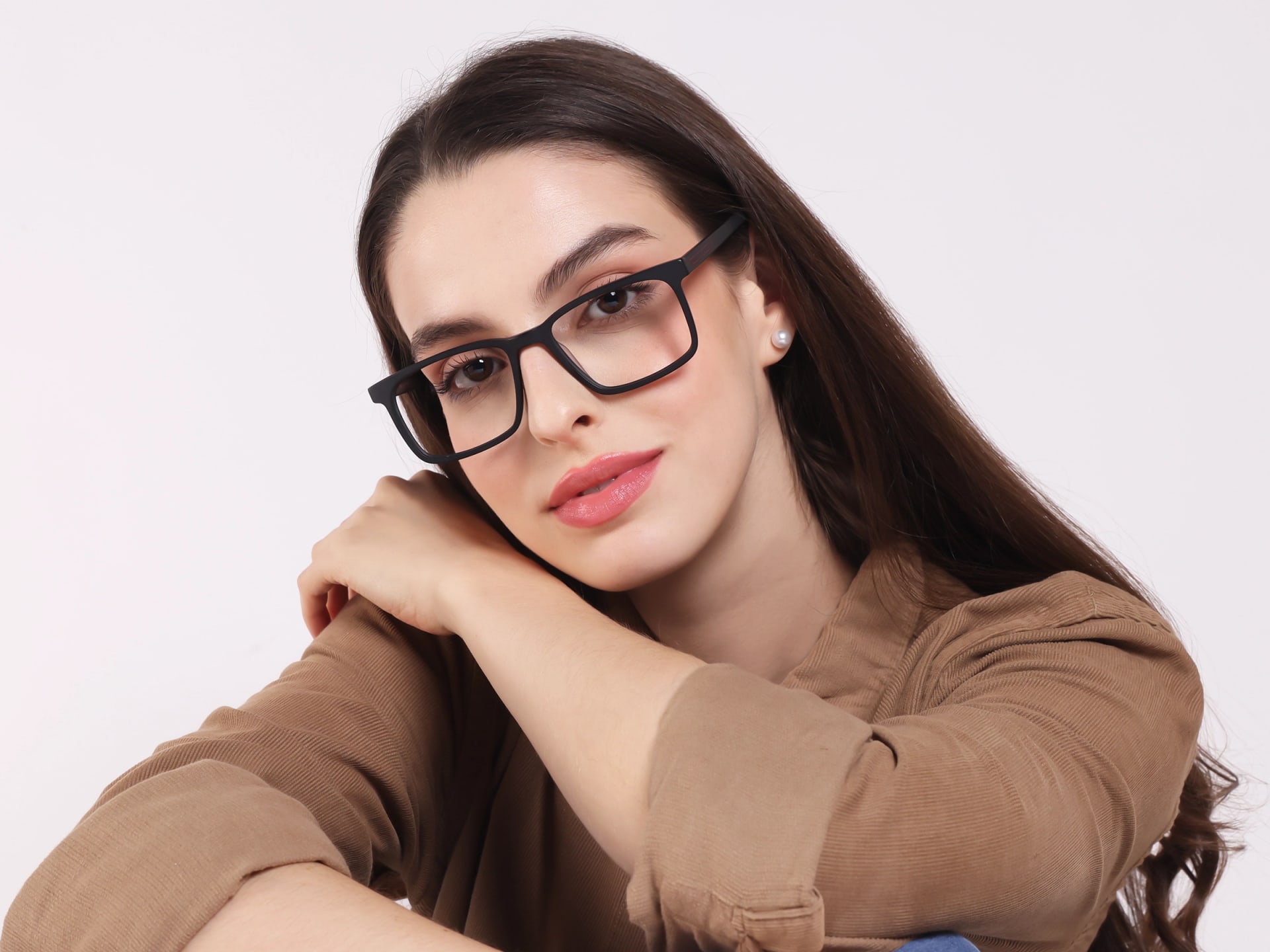 designer matte black rectangular glasses frames