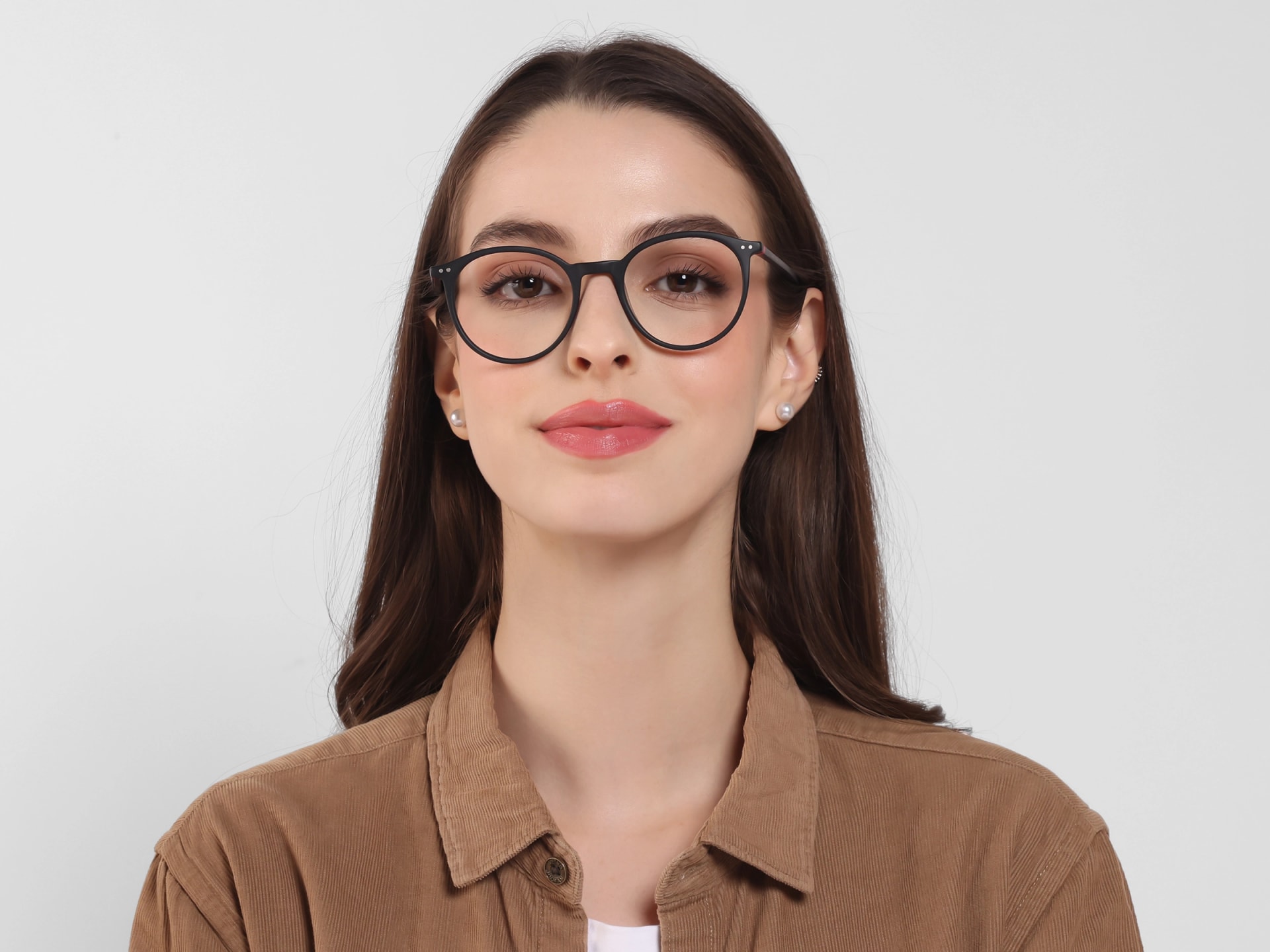 Matte Dark Grey Round Glasses frames