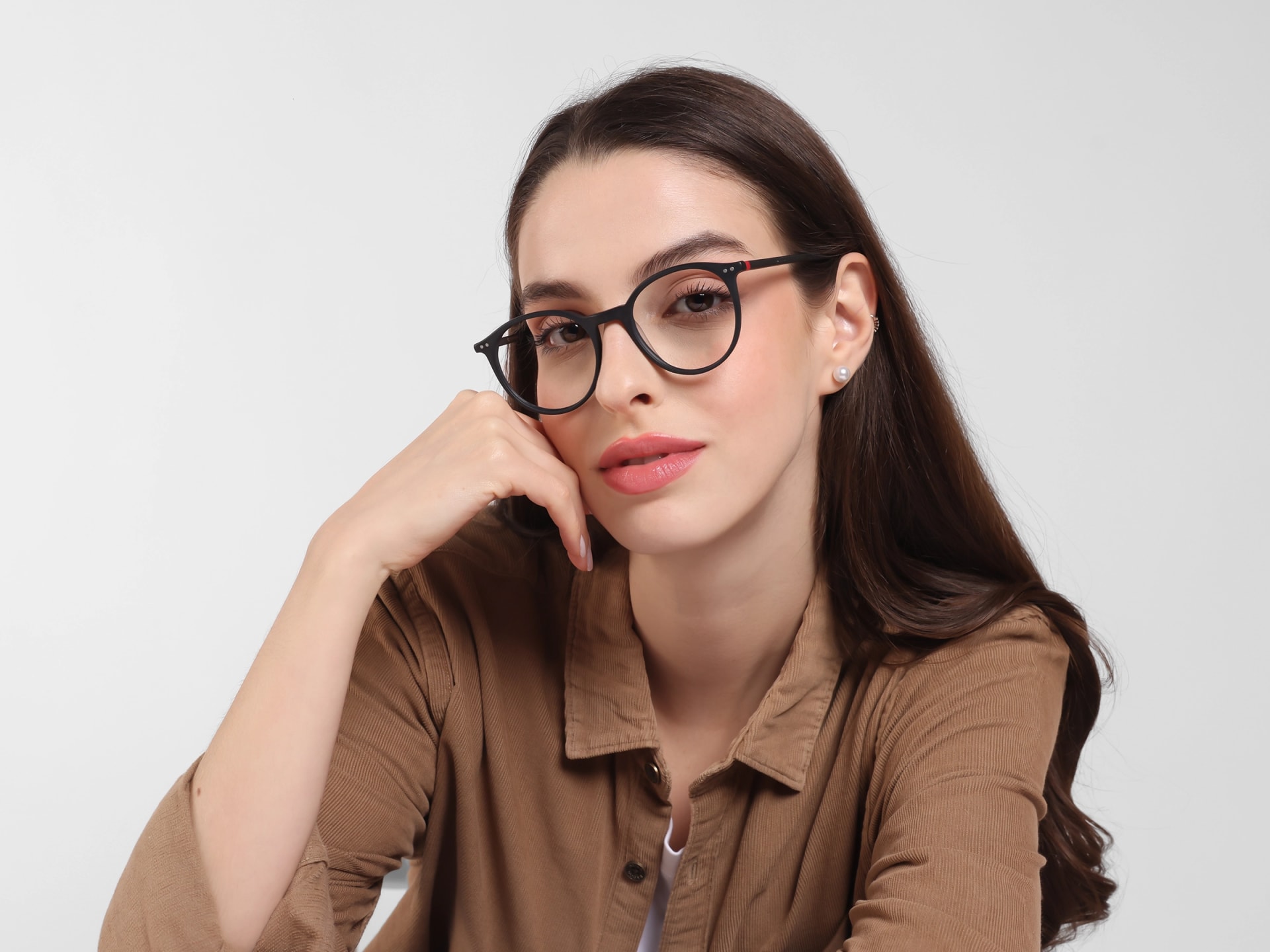 Matte Dark Grey Round Glasses frames