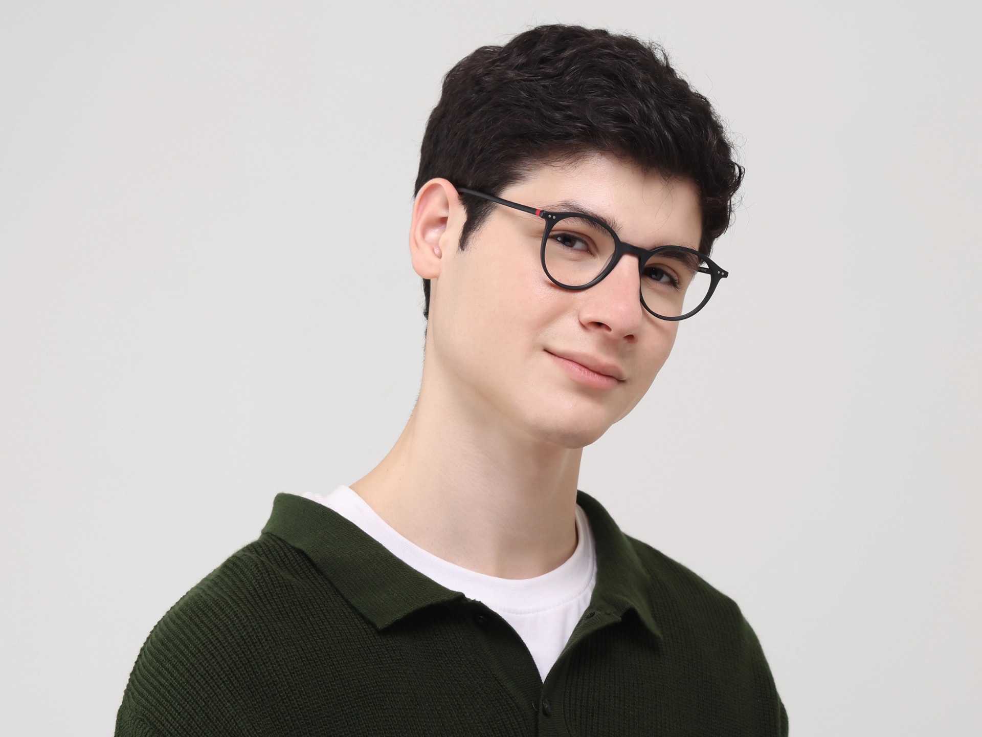 Matte Dark Grey Round Glasses frames