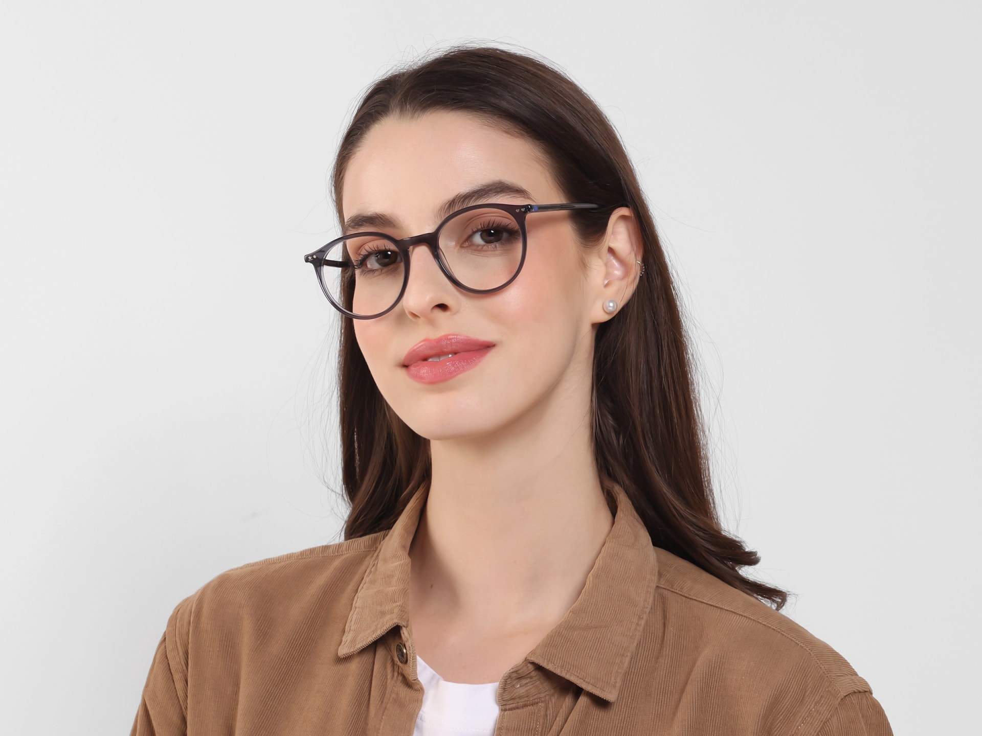 crystal grey round shape glasses