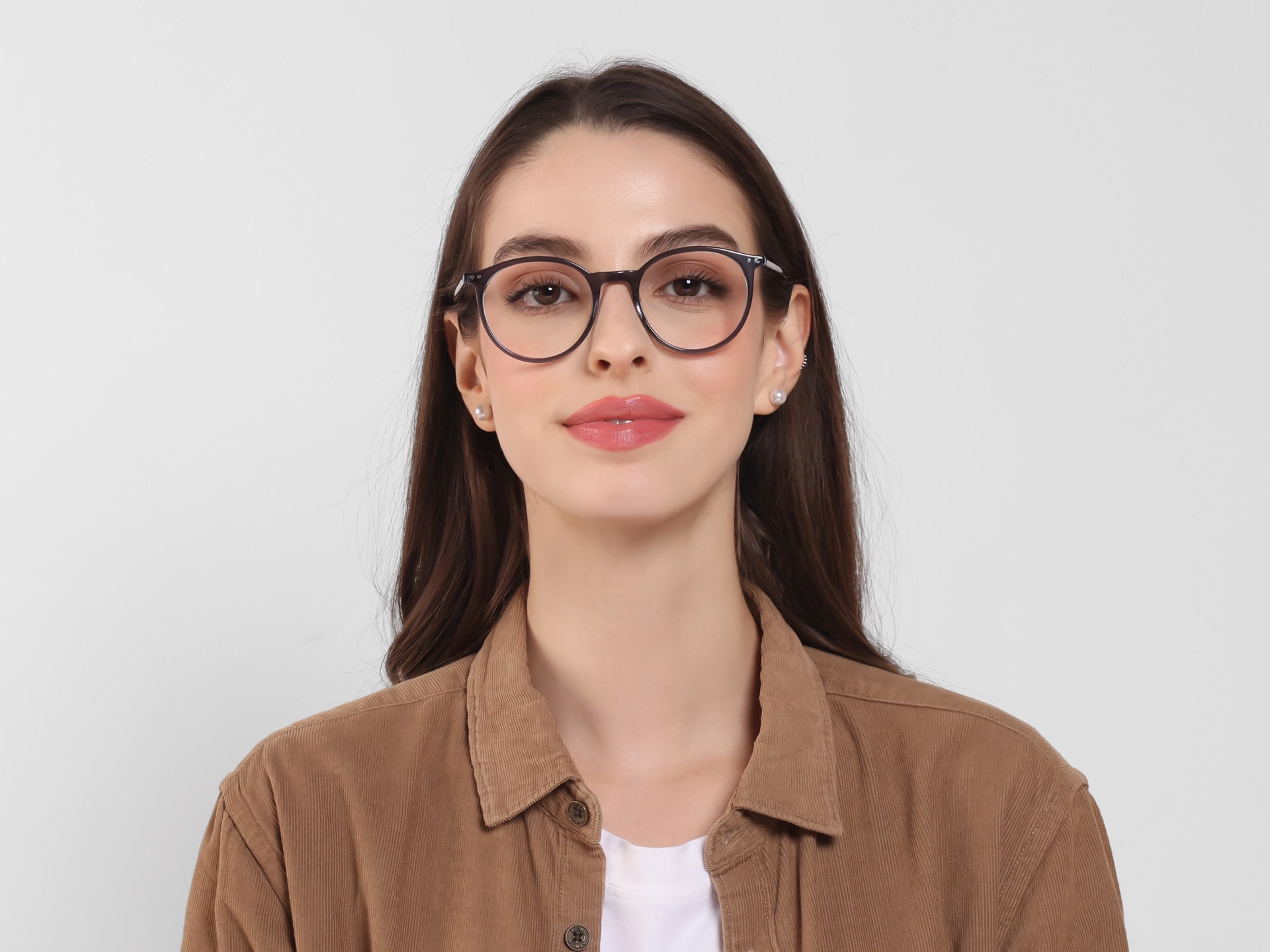 crystal grey round shape glasses