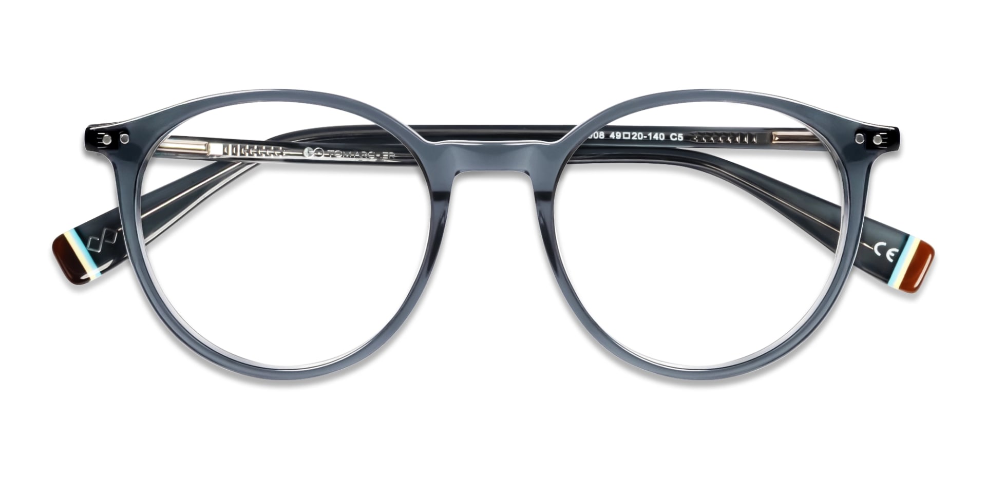 crystal grey round shape glasses