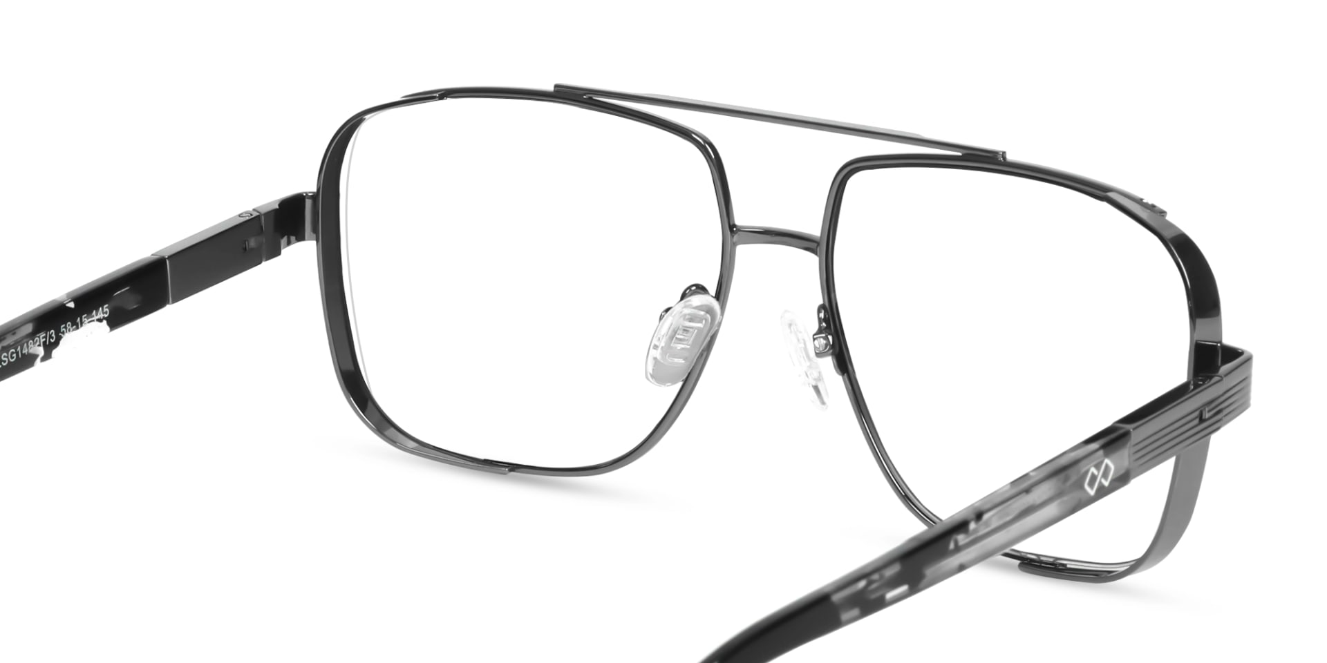 Gunmetal Pilot Square Full-Rim Glasses-