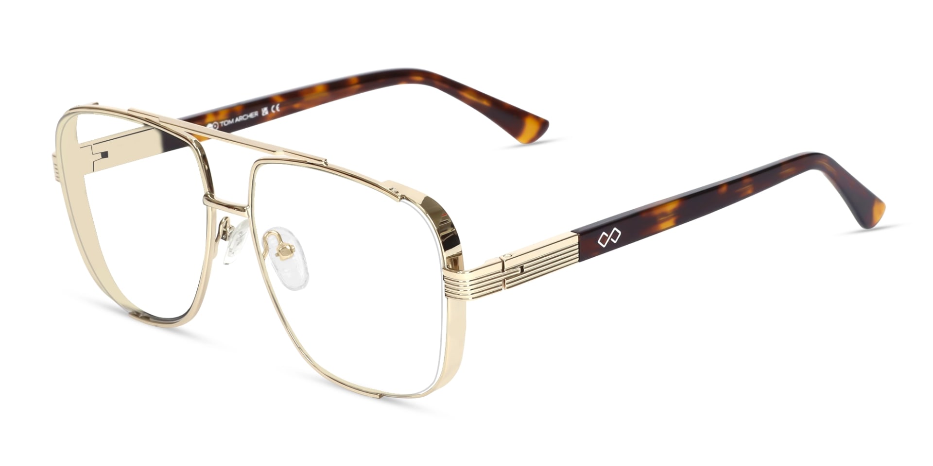 Champagne Gold Pilot Square Glasses-